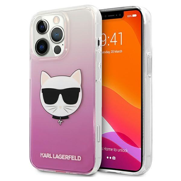 Levně Karl Lagerfeld KLHCP13LCTRP hard silikonové pouzdro iPhone 13 / 13 Pro 6.1" pink Choupette Head