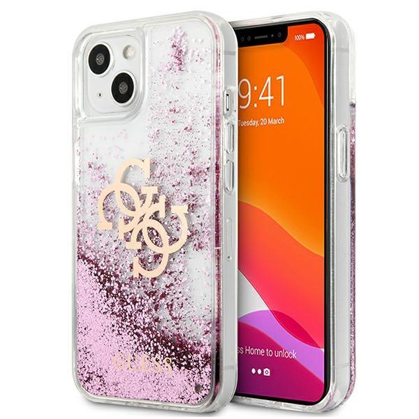 Levně Guess GUHCP13SLG4GPI hard silikonové pouzdro iPhone 13 Mini 5.4" pink 4G Big Liquid Glitter