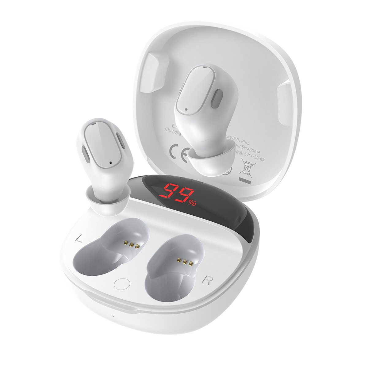 Baseus Encok WM01 PLUS TWS Bezdrátová sluchátka do uší Bluetooth 5.0 White