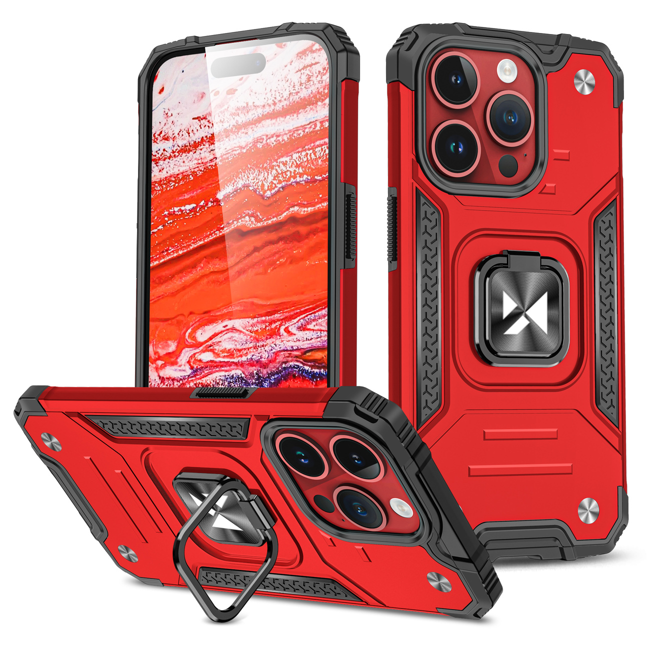 Wozinsky Ring Armor iPhone 15 Pro iPhone 15 Pro Ring Armor pouzdro – červené