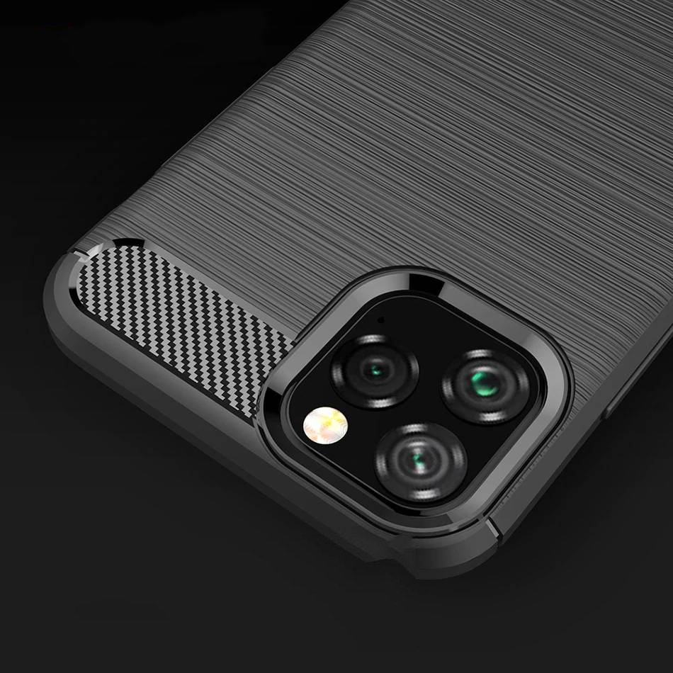 Carbon silikonové pouzdro pro iPhone 11 Pro Max black