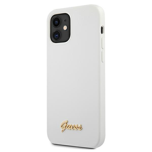 Guess GUHCP12SLSLMGWH iPhone 12 mini 5,4 & quot; biely / biely tvrdý obal s kovovým logom
