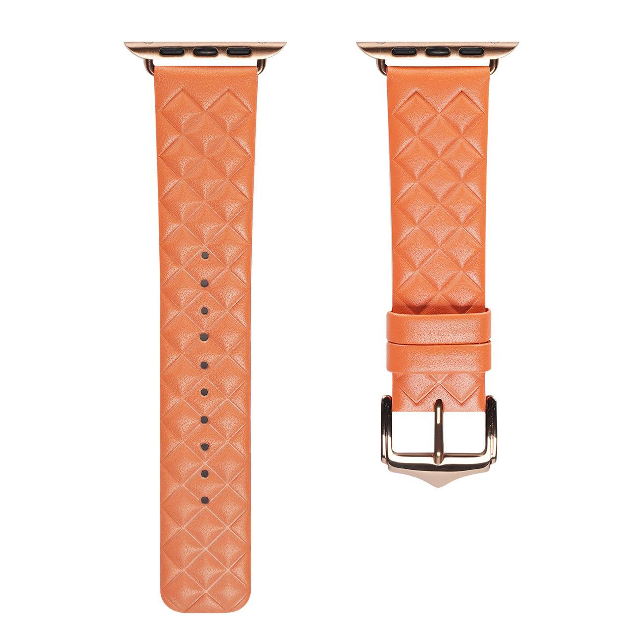 Kožený pásek k Watch 7 Dux Ducis 7/6/5/4/3/2 / SE (41/40 / 38 mm) Náramek na zápěstí Náramek z pravé kůže Oranžový (Anglická verze)