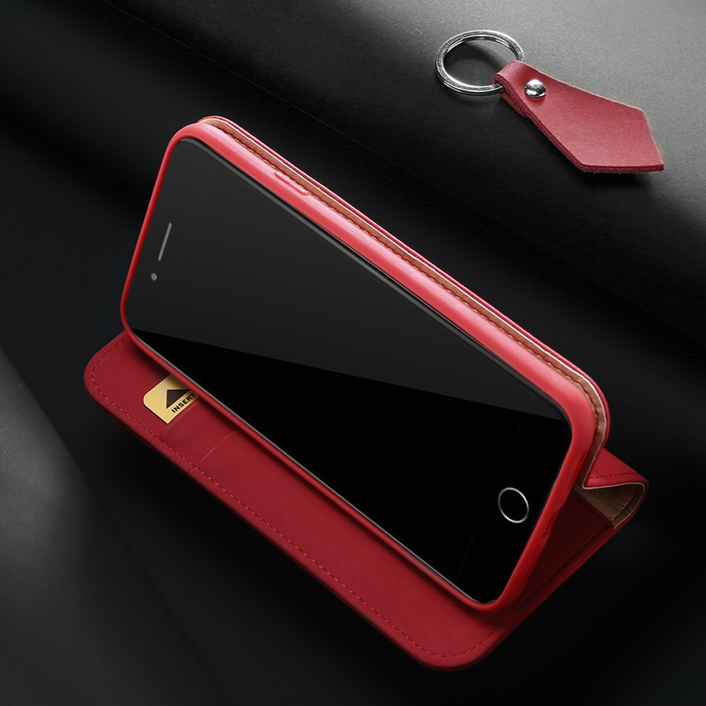 DUX DUCIS Wish kožené púzdro pre iPhone SE 2022/SE 2020/8/7 red