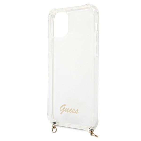 Guess GUHCP12MKC4GSGO iPhone 12/12 Pro 6,1 & quot; priehľadný pevný obal 4G zlatý reťazec