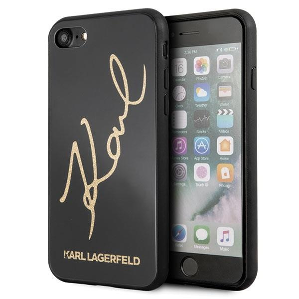 Karl Lagerfeld KLHCI8DLKSBK iPhone 7/8 čierne / čierne pevné puzdro Signature Glitter