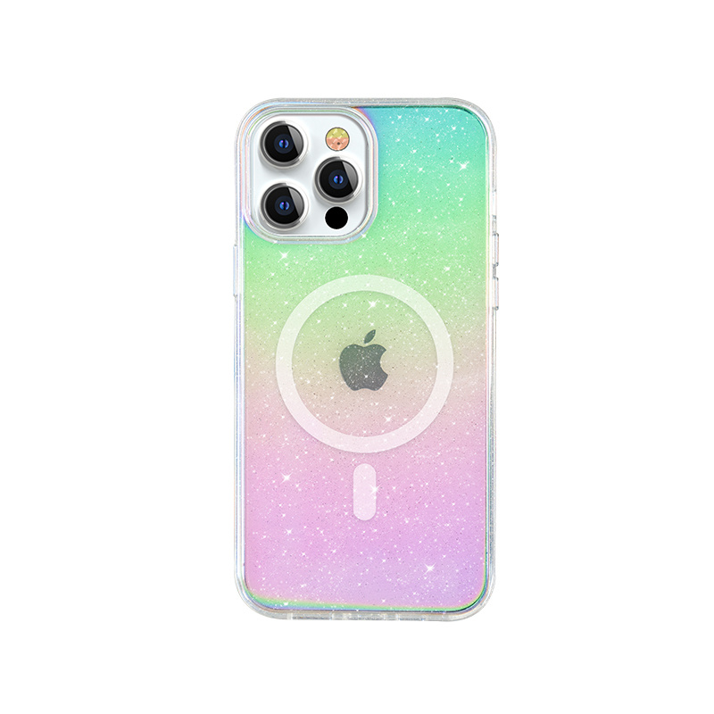 Magnetické pouzdro Kingxbar PQY Elegant Series pro iPhone 13 Cover Rainbow Cover (kompatibilní s MagSafe)
