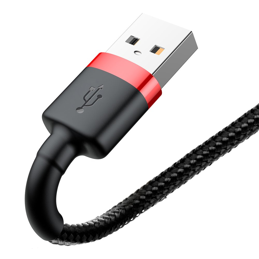 Baseus Cafule extra odolný nylonem opletený kábel USB / Lightning QC3.0 2,4A 0,5m black-red