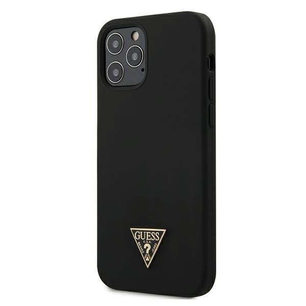 Guess GUHCP12MLSTMBK iPhone 12/12 Pro 6,1 & quot; čierny / čierny pevný obal, silikónové trojuholníkové logo