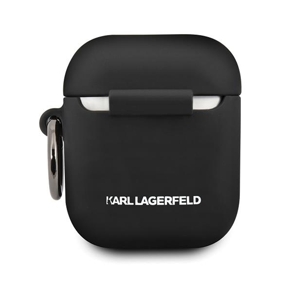 Karl Lagerfeld KLACCSILKHBK pouzdro na AirPods 2. Generace / 1. Generace Black silicone Ikonik