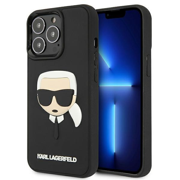Levně Karl Lagerfeld KLHCP13LKH3DBK hard silikonové pouzdro iPhone 13 / 13 Pro 6.1" black 3D Rubber Karl`s Head