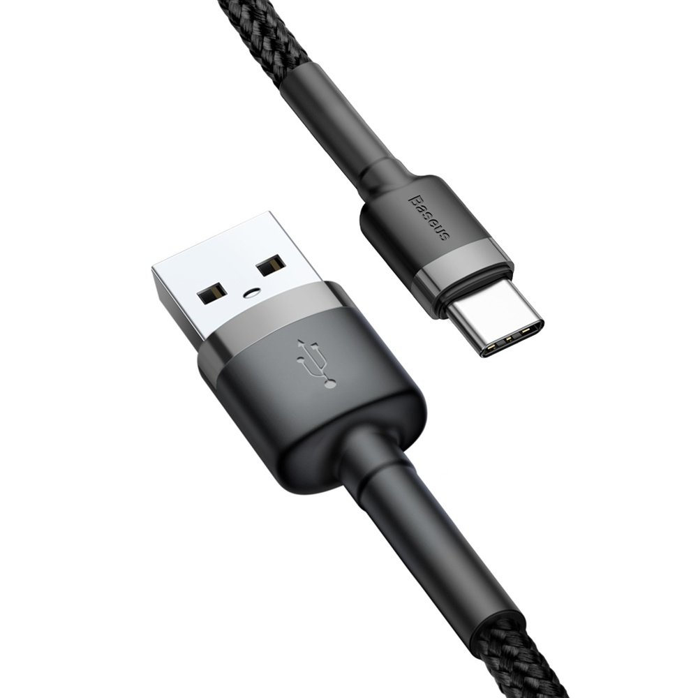Baseus Cafule extra odolný nylonem opletený kábel USB / USB-C QC3.0 3A 0,5m black-grey
