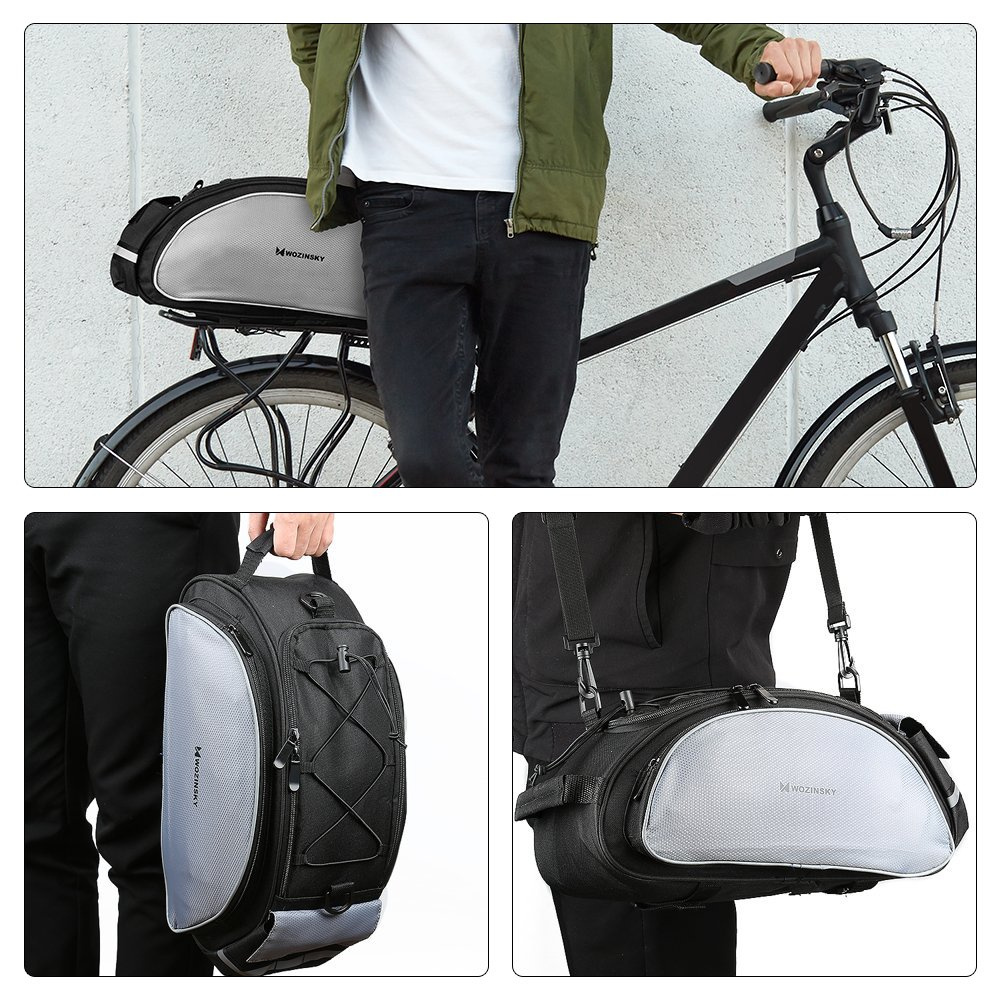 Wozinsky cyklistická taška na nosič 13 l s ramenným popruhom Black