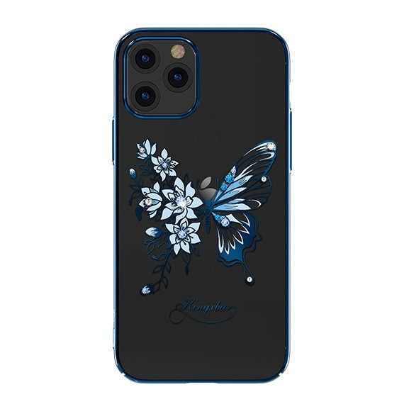 Kingxbar Butterfly Series silikónové puzdro s original Swarovski crystals pre iPhone 12 Pro MAX 6,7&quot; blue