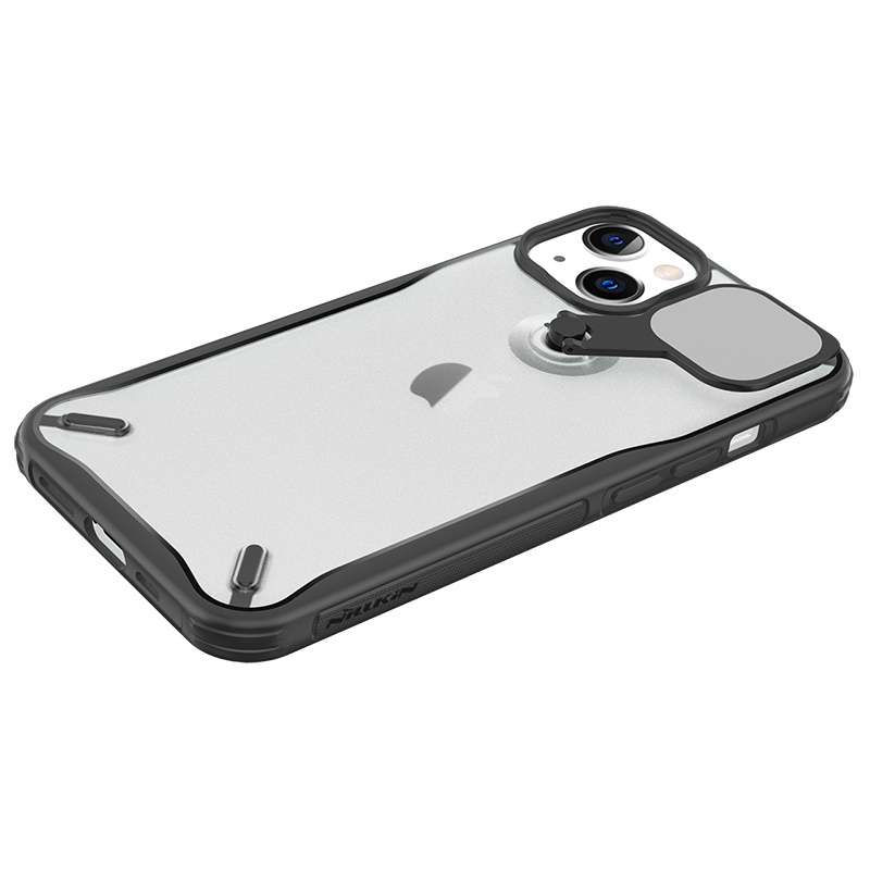 Odolné puzdro na telefón Nillkin Cyclops Case s krytom na fotoaparát a skladacím stojanom iPhone 13 čierne
