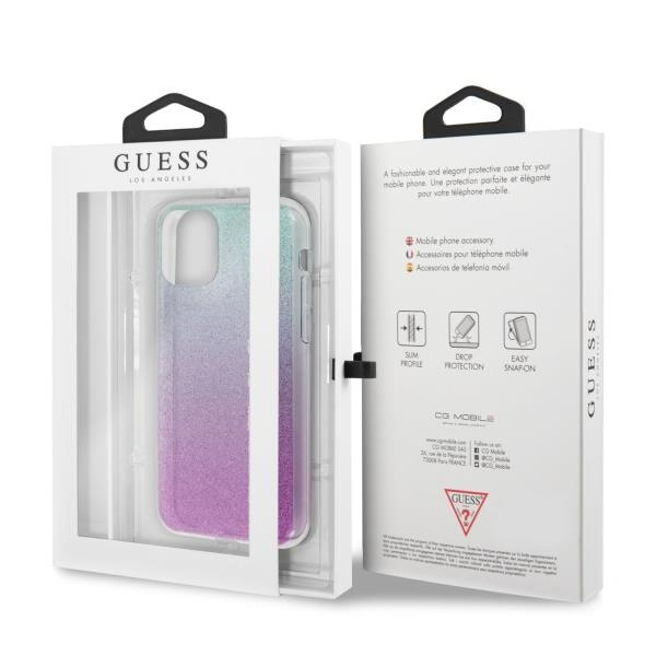 Guess GUHCN58PCUGLPBL iPhone 11 Pro ružovo-modré / ružovo modré pevné púzdro Glitter Gradient