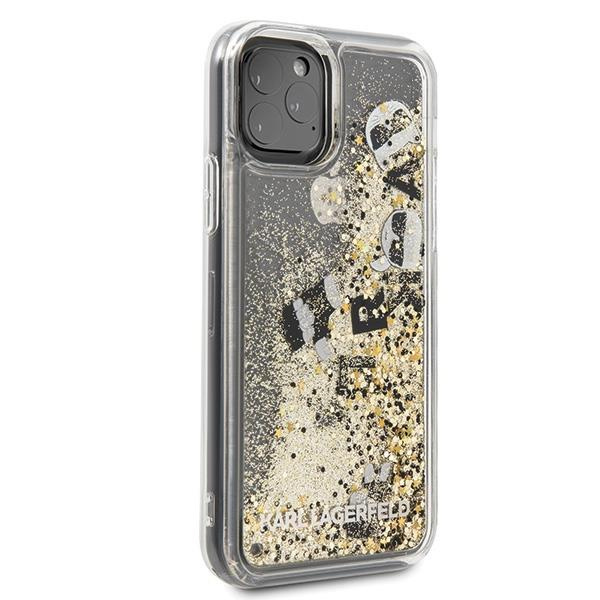 Puzdro Karl Lagerfeld KLHCN58ROGO iPhone 11 Pro čierno-zlaté / čierne & amp; zlaté tvrdé puzdro Glitter