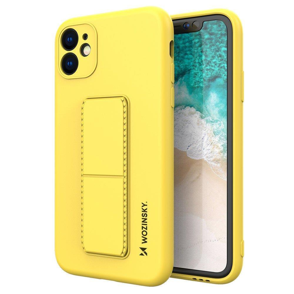 Wozinsky Kickstand flexibilní silikonové pouzdro se stojánkem na iPhone 12 , žlutá