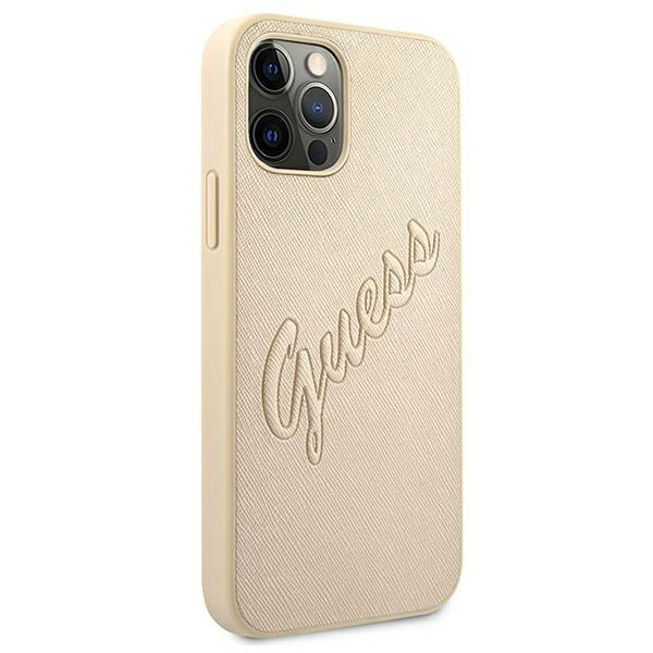Guess GUHCP12LRSAVSLG iPhone 12 Pro Max 6,7 & quot; zlatý / zlatý pevný obal Saffiano Vintage Script