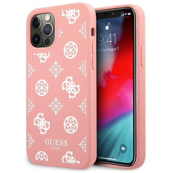 Guess GUHCP12MLSPEWPI iPhone 12/12 Pro 6,1 & quot; ružové / ružové pevné puzdro Pivoňka