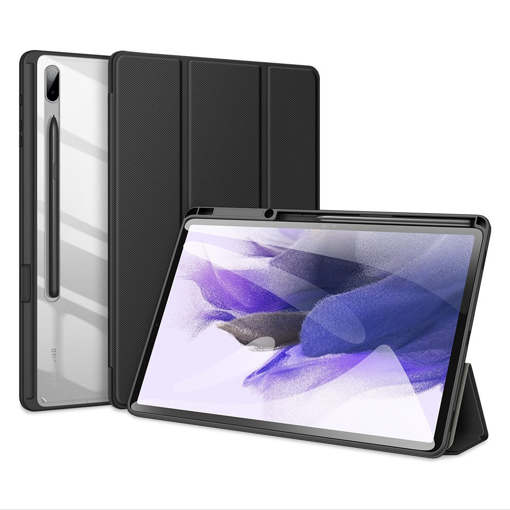 Pevný pancierový kryt Smart Cover Dux Ducis Toby pre Samsung Galaxy Tab S7+ (S7 Plus) / Tab S7 FE / Tab S8+ (S8 Plus) s držiakom na stylus čierny