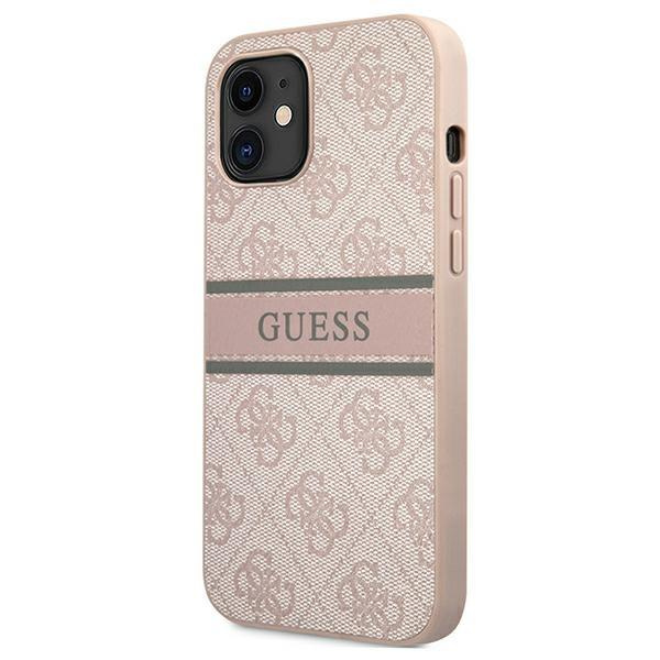 Guess GUHCP12S4GDPI iPhone 12 mini 5,4 & quot; ružový / ružový pevný obal 4G prúžok