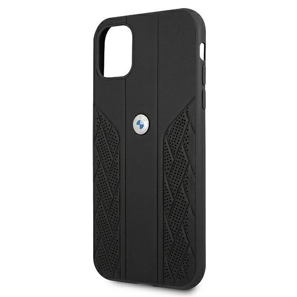 Etui BMW BMHCN61RSPPK iPhone 11 6,1 "czarny/čierny pevný obal Kožená krivka perforovaná