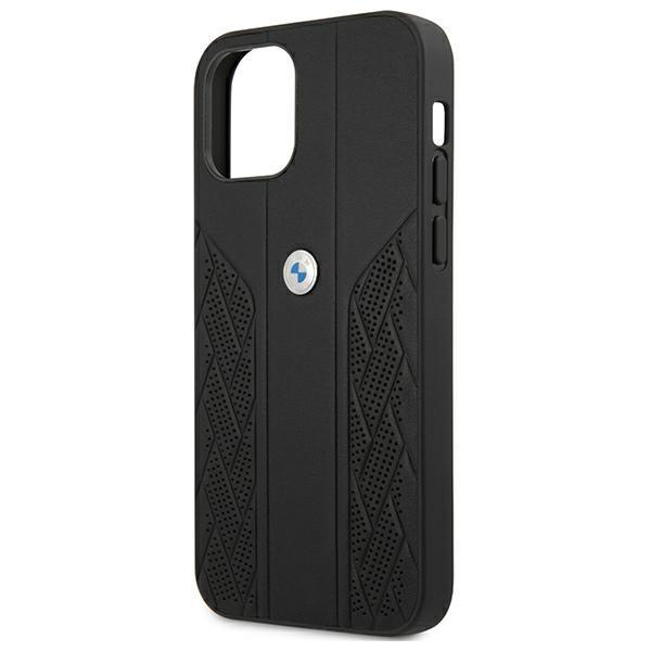 Etui BMW BMHCP12SRSPPK iPhone 12 mini 5,4 "czarny/čierny pevný obal Kožená krivka perforácia
