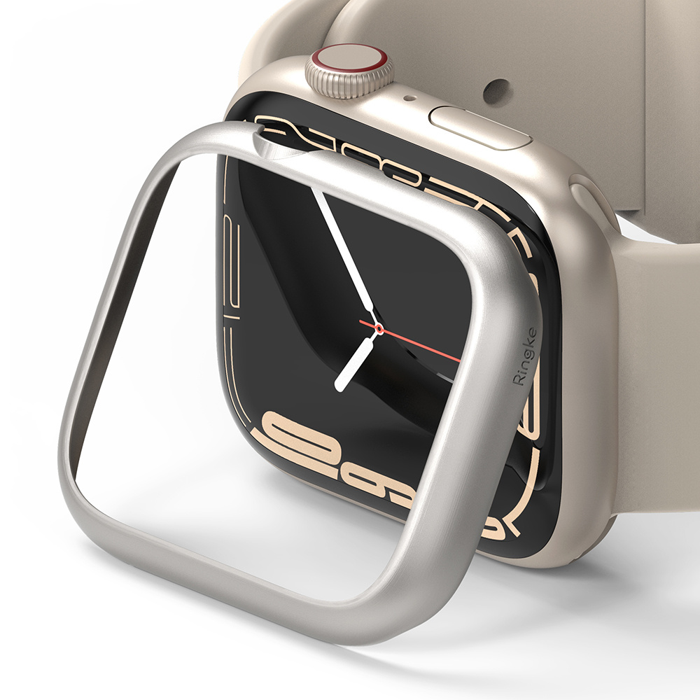Ringke Rámeček Styling Pouzdro Obálka z nerezové oceli Prsten pro Apple Watch 7 45 mm stříbrný (AW7-45-09)