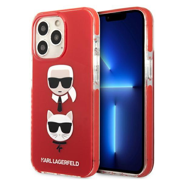 Levně Karl Lagerfeld KLHCP13LTPE2TR hard silikonové pouzdro iPhone 13 / 13 Pro 6.1" red Karl & Choupette Head