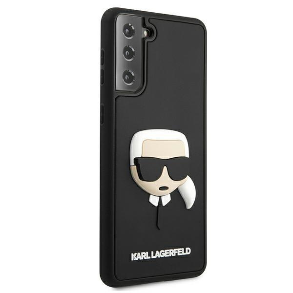 Karl Lagerfeld KLHCS21MKH3DBK S21 + G996 čierny / čierny tvrdý kufrík 3D gumová Karlova hlava