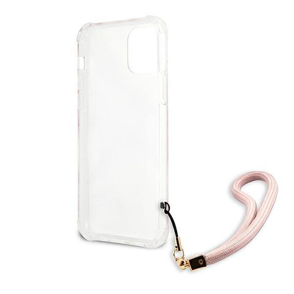 Guess GUHCP12SKSMAPI iPhone 12 mini 5,4 & quot; ružový / ružový pevný obal Mramor so šnúrkou