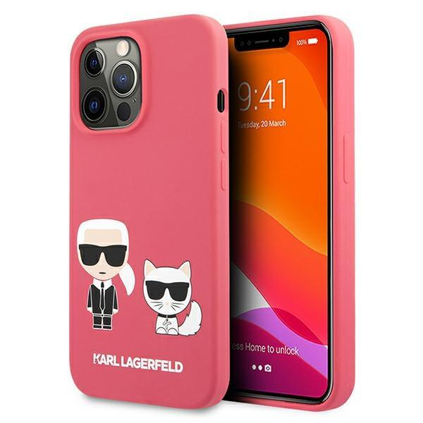 Levně Karl Lagerfeld KLHCP13LSSKCP hard silikonové pouzdro iPhone 13 / 13 Pro 6.1" pink Silicone Karl & Choupette
