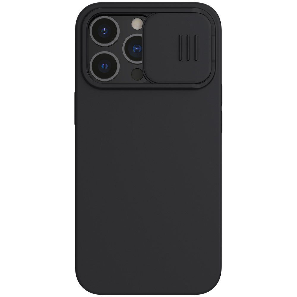 Nillkin CamShield Silky silikónový kryt puzdra s ochranným krytom fotoaparátu pre iPhone 13 Pro čierny