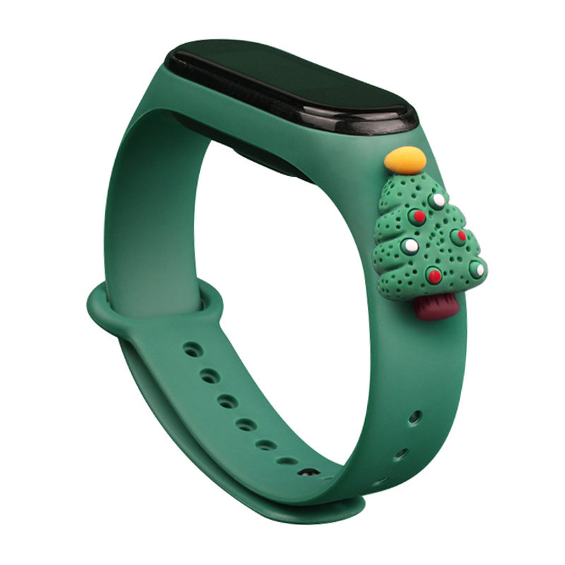 Popruh Vianočný náhradný remienok na remienok pre Xiaomi Mi Band 6 / Mi Band 5 Vianočné sviatky tmavý (zelený vianočný stromček 2)