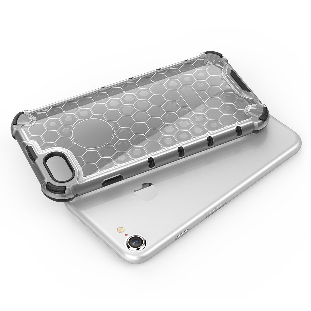Honeycomb pancierové púzdro so silikónovým rámom pre iPhone SE 2022/SE 2020/8/7 black