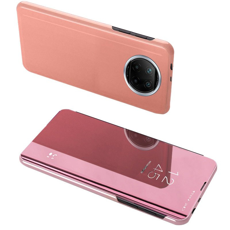 Knižkove púzdro pre Xiaomi Redmi Note 9T 5G s priehľadnou prednou stranou pink