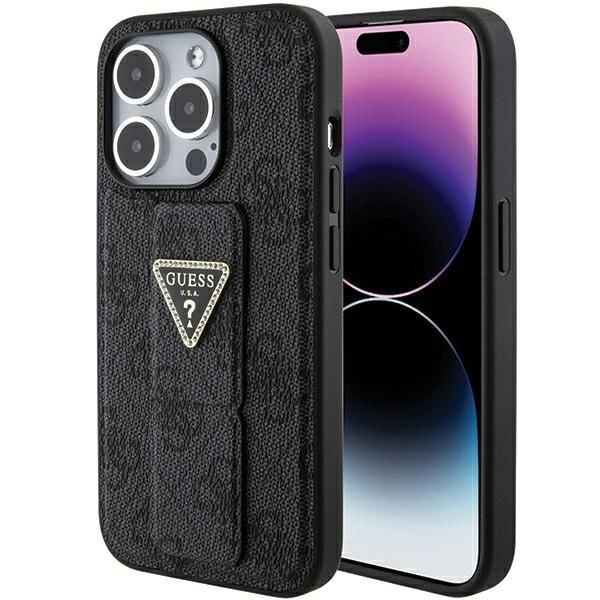 Guess Grip Stand 4G Triangle Strass case for iPhone 15 Pro Max
