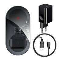 Baseus Simple 24W 2in1 Wireless Charger Qi Charger for Smartphones and AirPods + wall charger black (TZWXJK-B01)